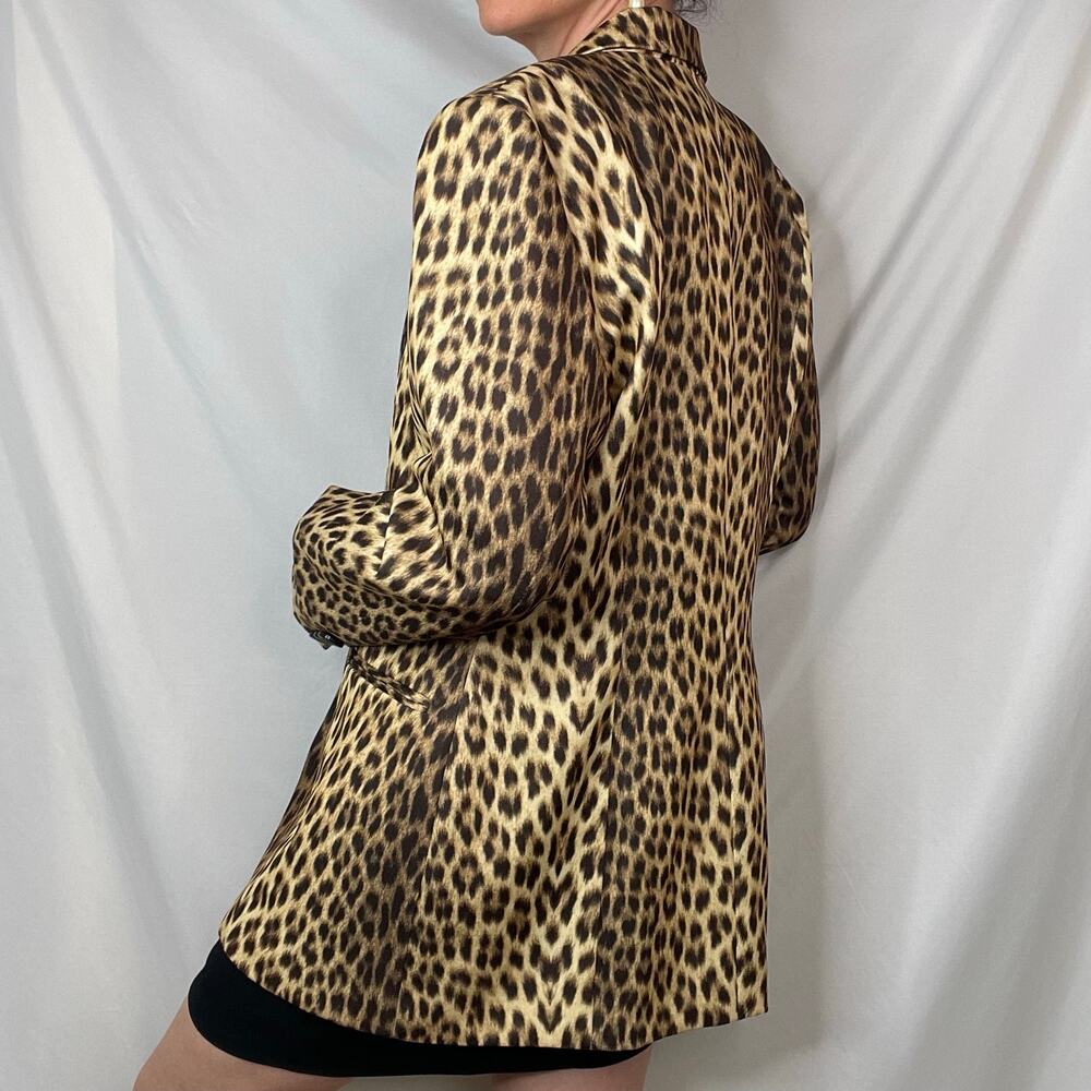 SOLD Cache vintage leopard print blazer jacket Y2K 90s animal cheetah mob wife L - Picture 3 of 16